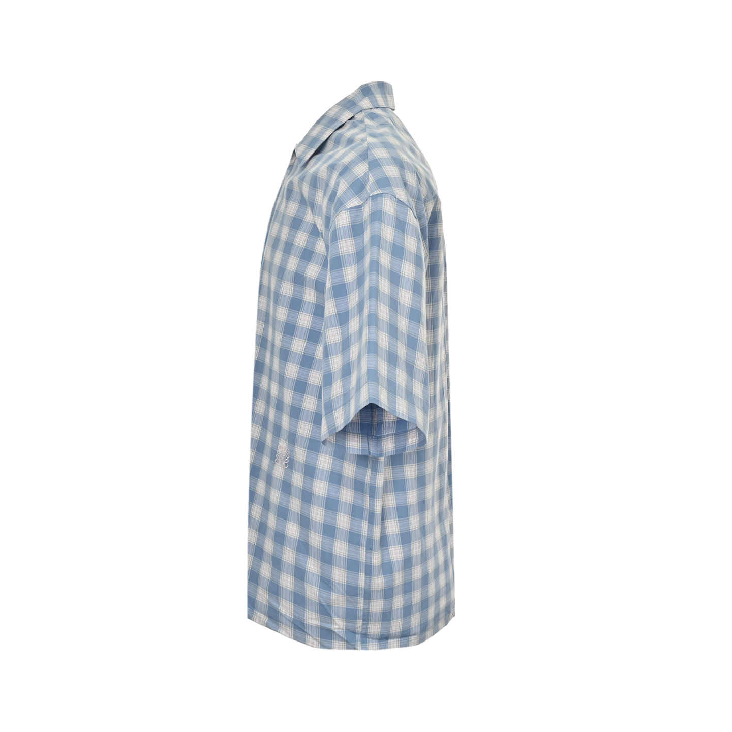 Loewe 25ss blue check short-sleeved shirt with embroidered logo