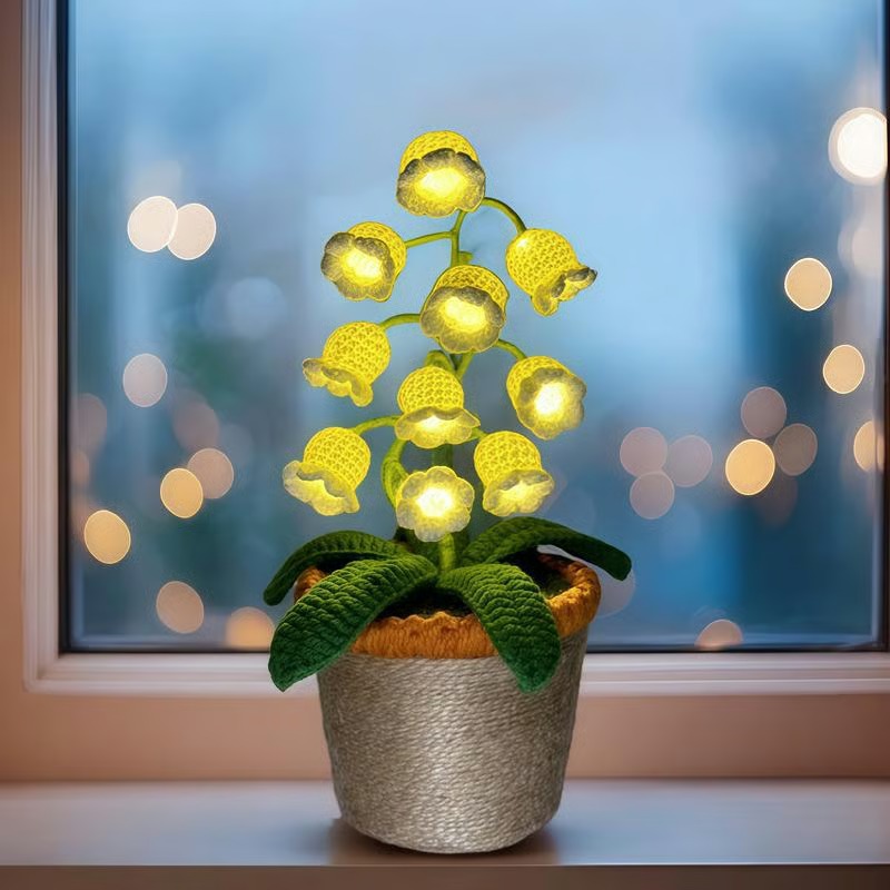 🔥 Hand - woven finished product of Lily of the Valley night - light potted plant