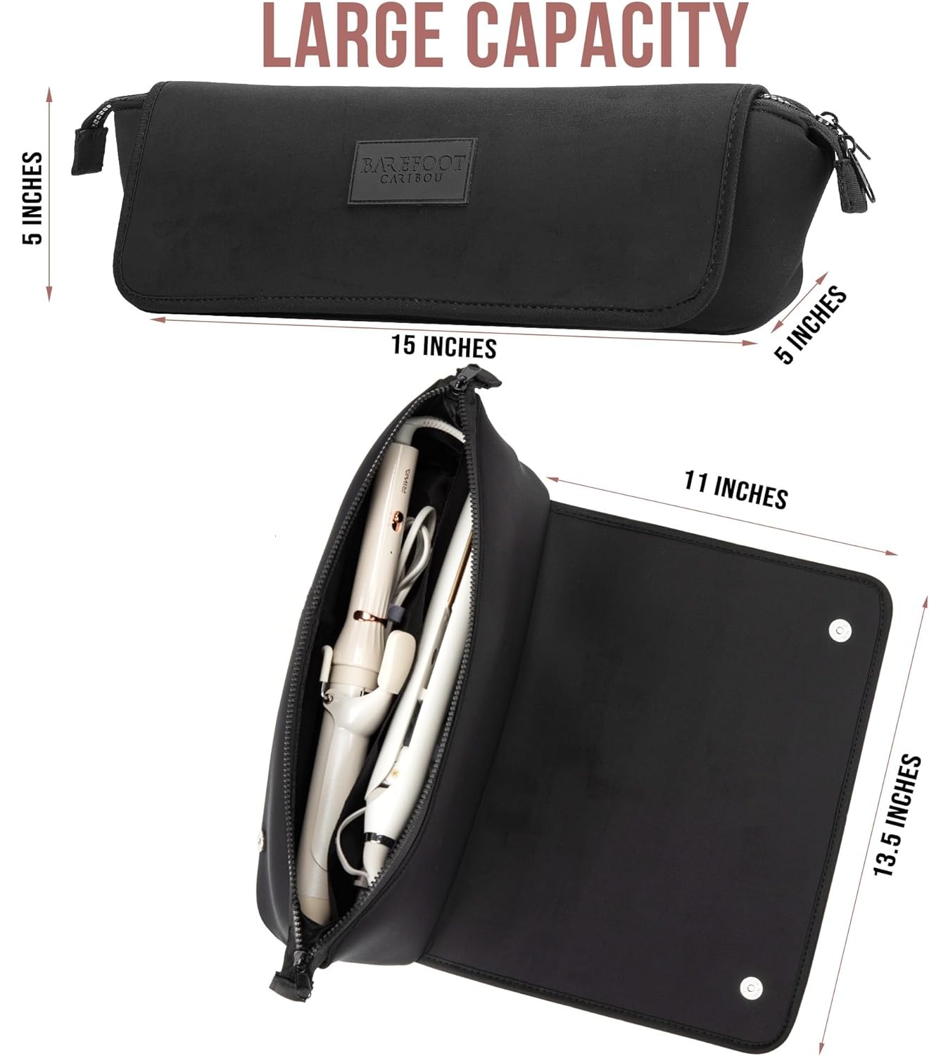 Large Capacity Hair Tools Travel Bag Heat Resistant Mat for Flat Irons