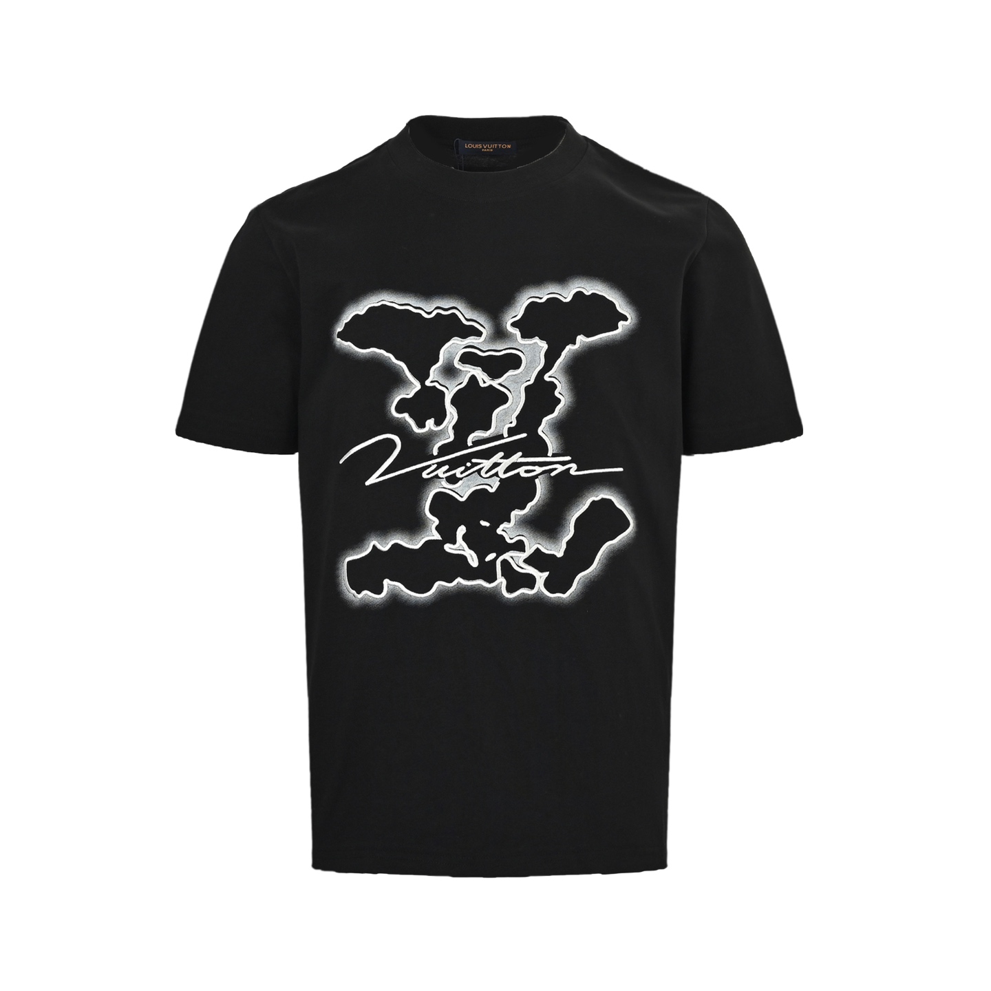 Louis Vuitton 25ss short-sleeved shirt with cloud and large letter logo embroidery