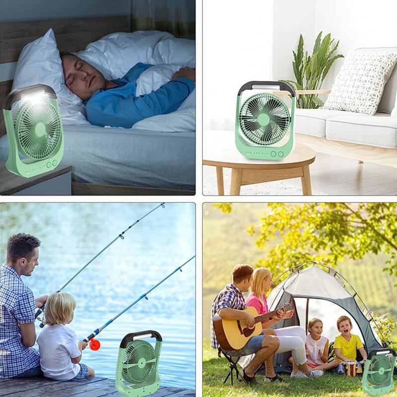 1pc USB Desk Fan, 10000mAh Rechargeable Battery Operated Fan, 4 Speeds Table Fan, 180°Rotation, LED Light, Timer, Portable Fan For Camping,Traveling