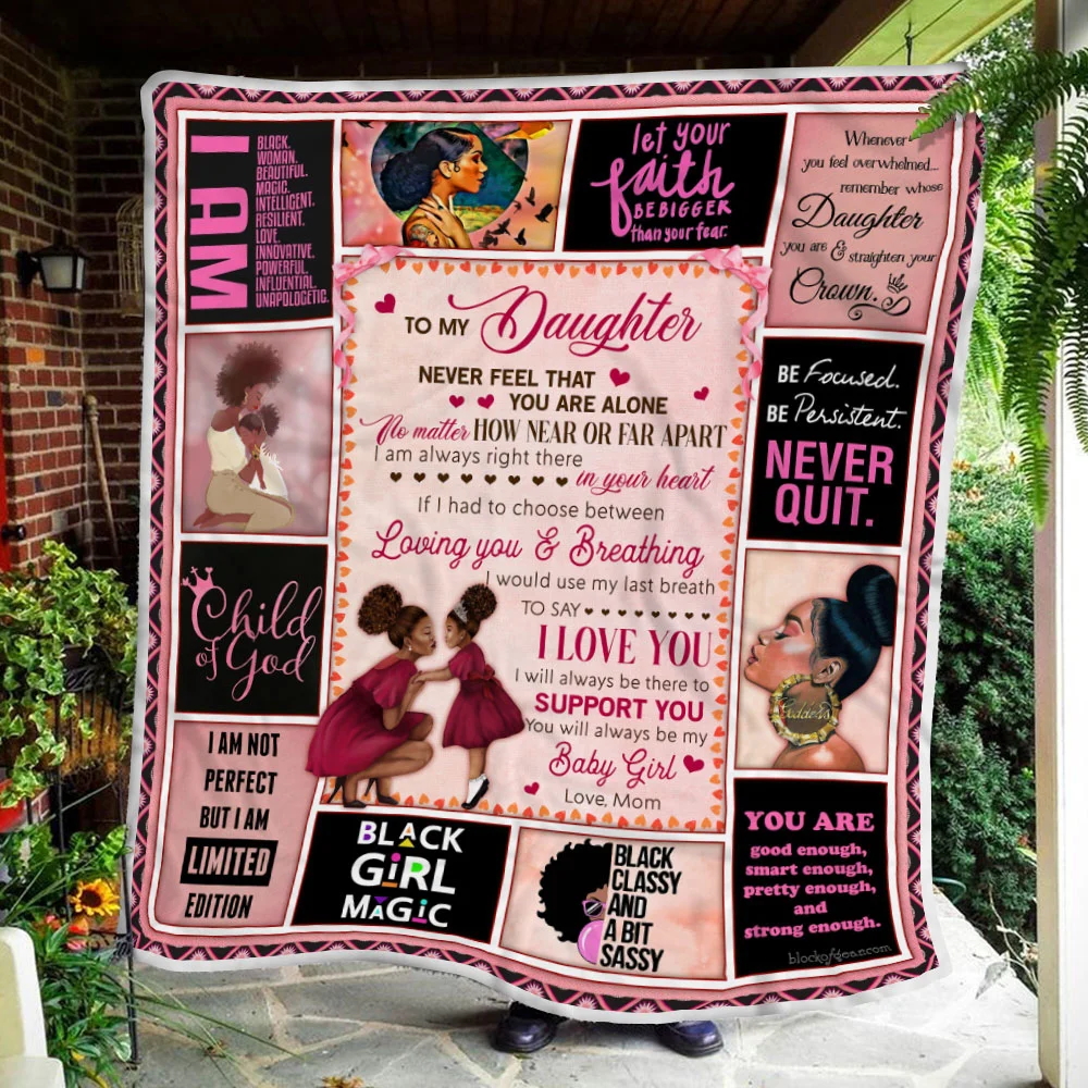My Daughter, I Will Always Be There To Support You, Love Mom, Black Woman Sofa Throw Blanket