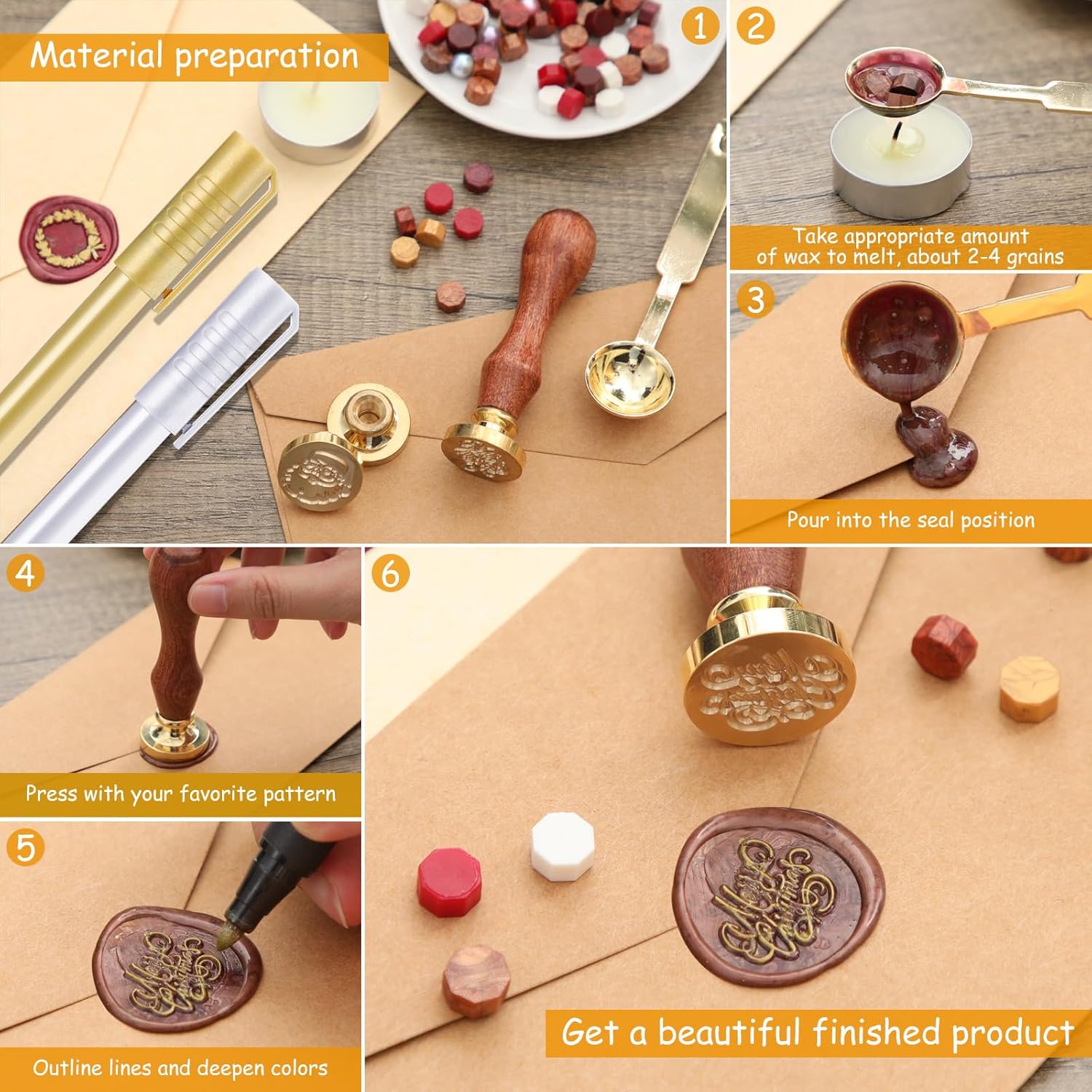 🔥CHRISTMAS ON SALE🔥Vintage Wax Seal Stamp Decoration Set