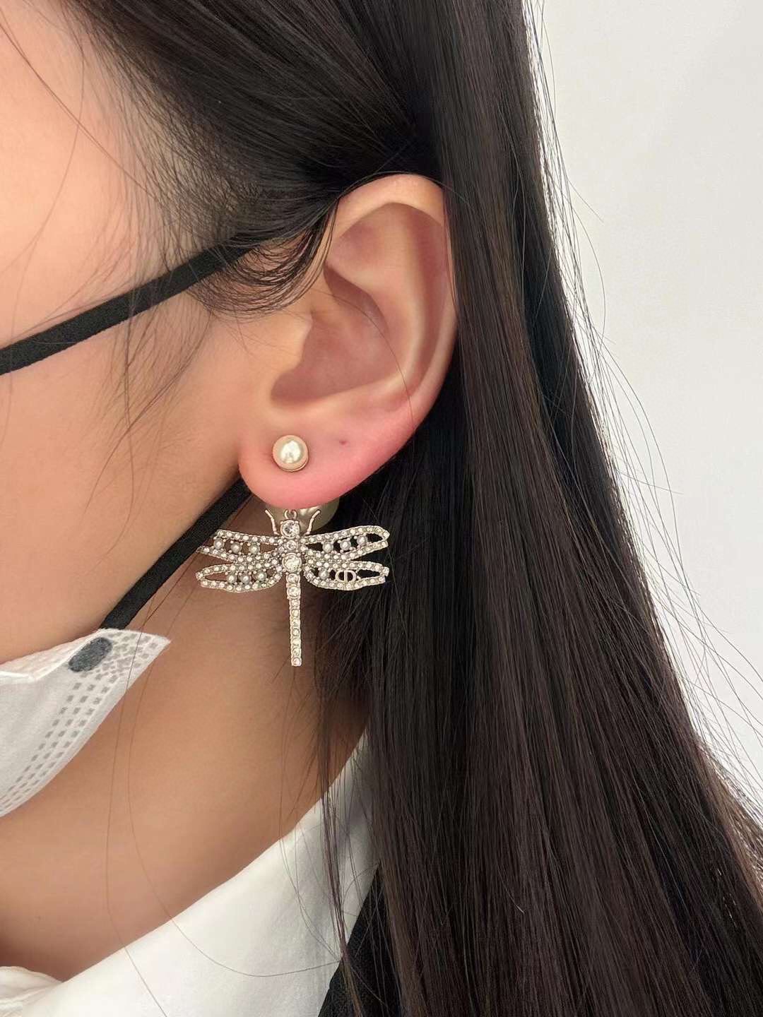 Dior Dragonfly Pearl Earrings