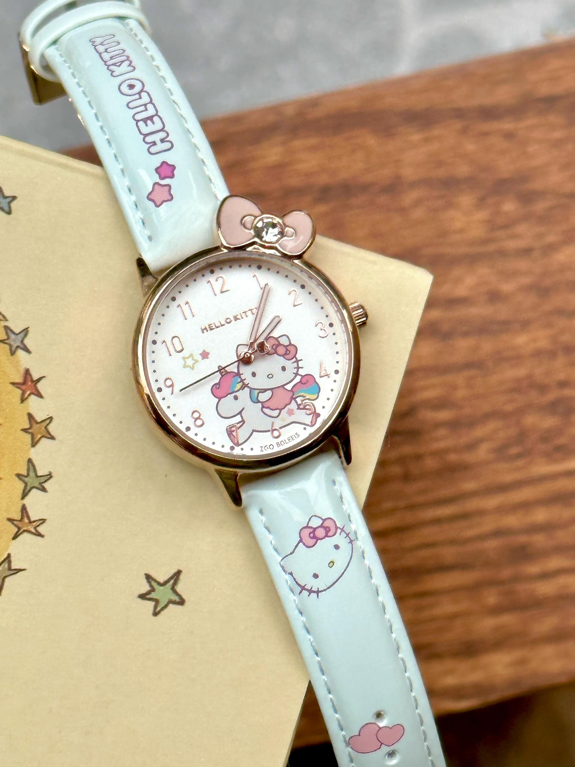 Sanrio Classic Simple Leather Analog Quartz Wrist Watch Waterproof Luminous Case Arabic Numerals Casual Dress Watches