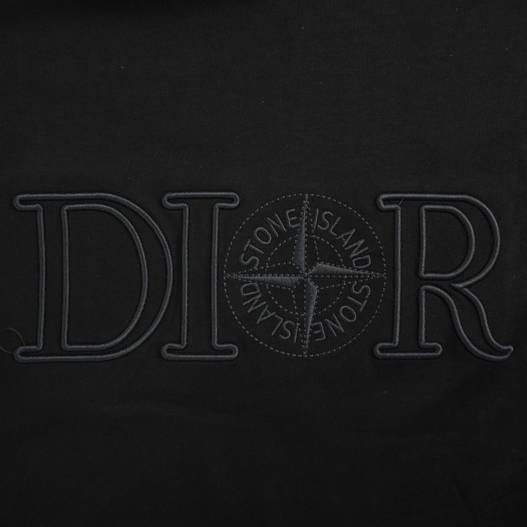 Dior & Stone Island joint embroidered letter logo short sleeve