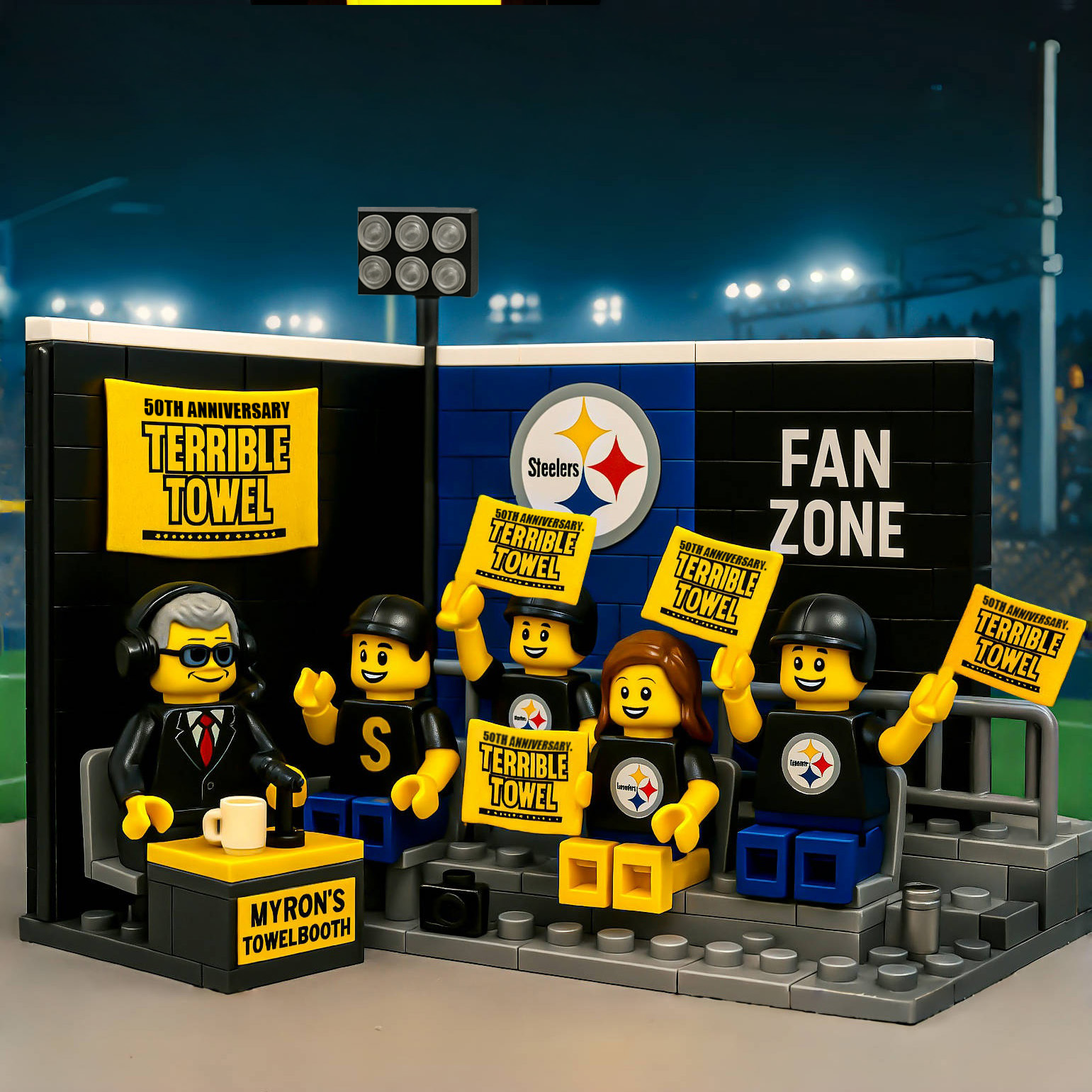 Pittsburgh Steelers Terrible Towel 50th Anniversary Minifigure Set!