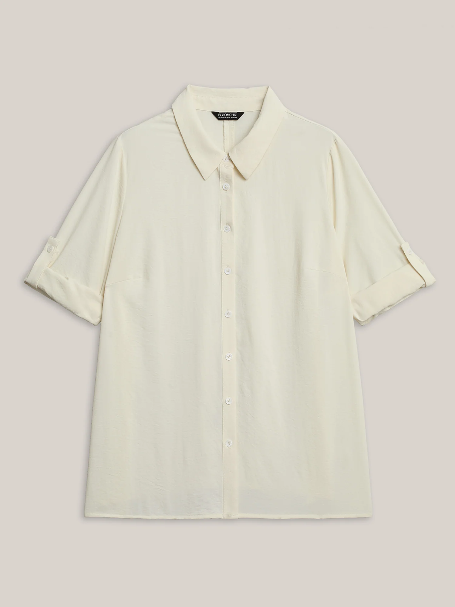 Bow Back Button Placket Solid Blouse