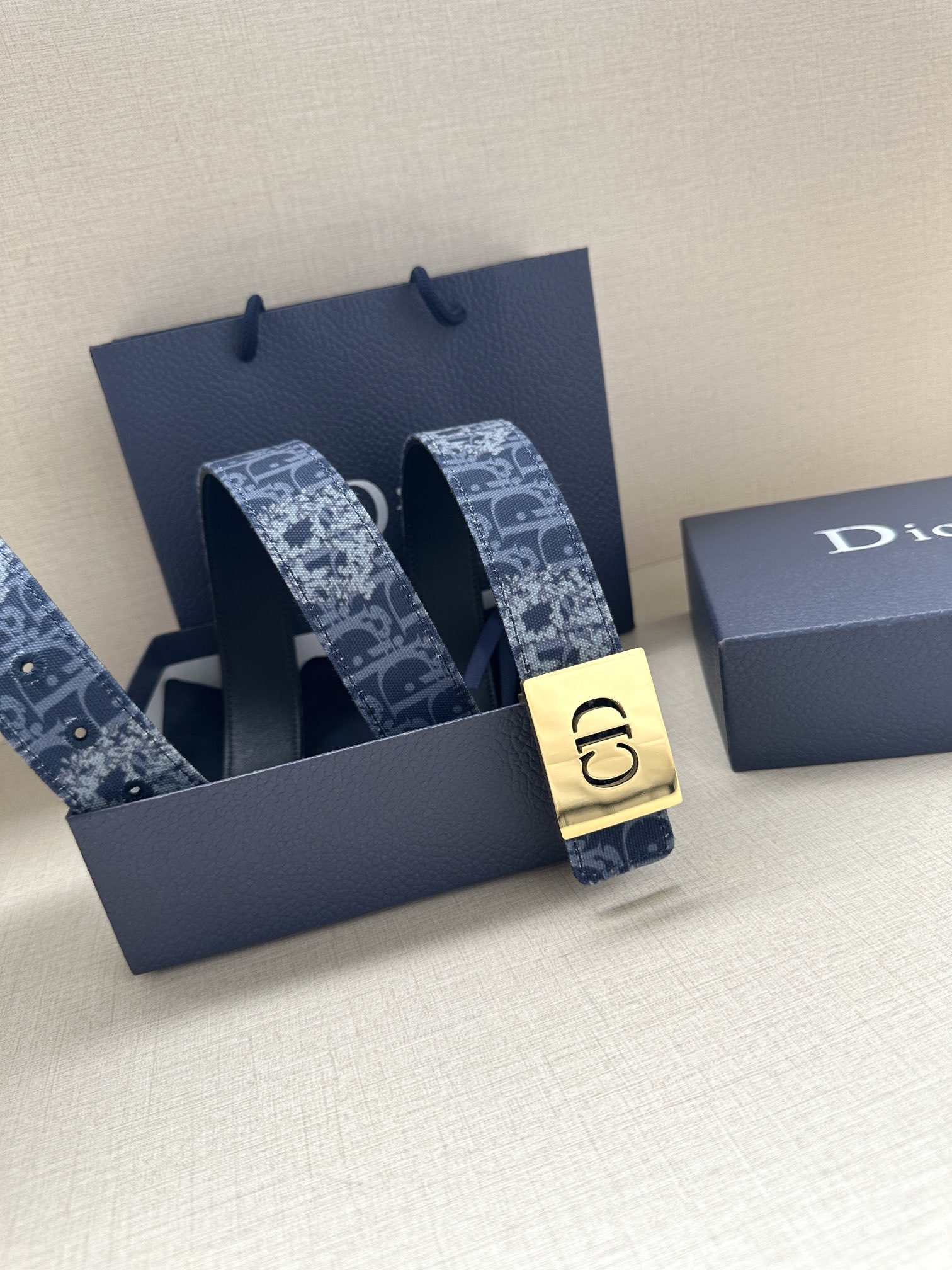 Dior CD Icon print leather belt 3.5CM wide