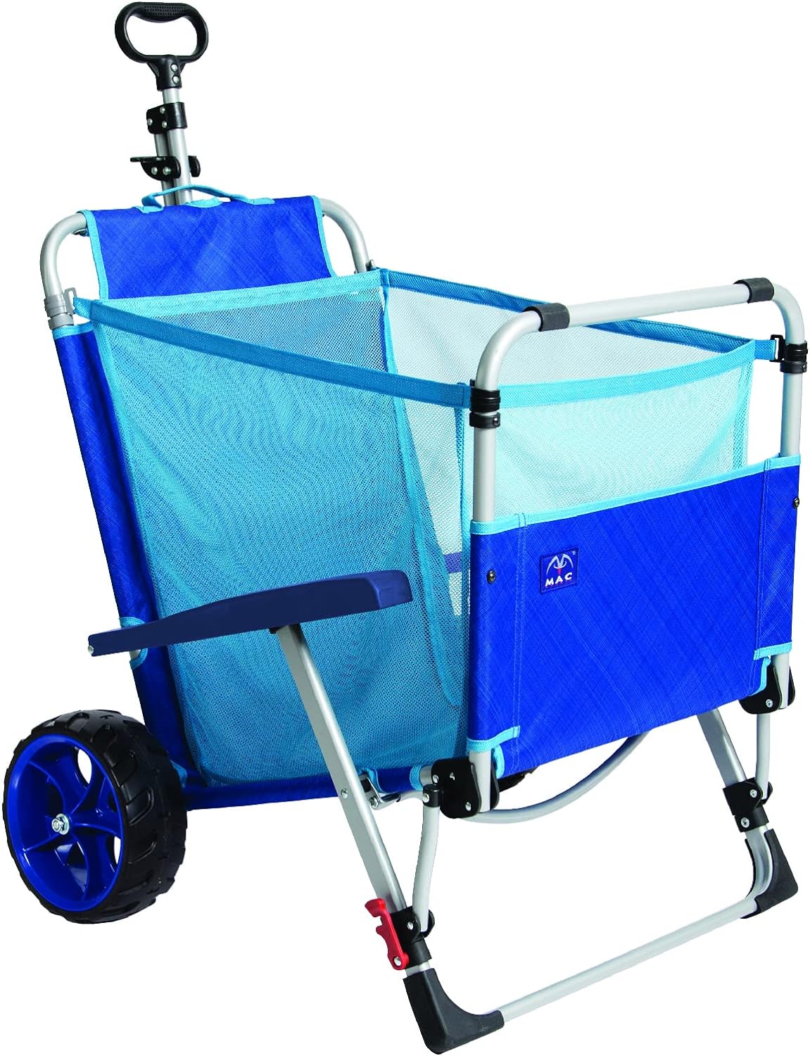 Mac Sports Beach Day Foldable Chaise Lounge Chair with Integrated Wagon Pull Cart Combination