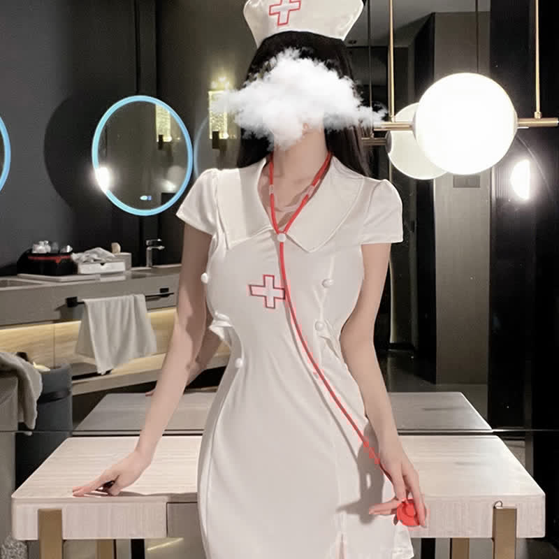 Cosplay Nurse Uniform Split Lingerie Dress