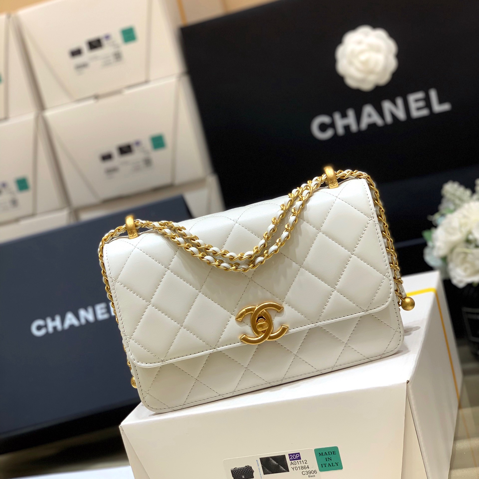Chanel 2021 Early Fall Haute Couture Collection Double Gold Bead Chain Bag AP2649