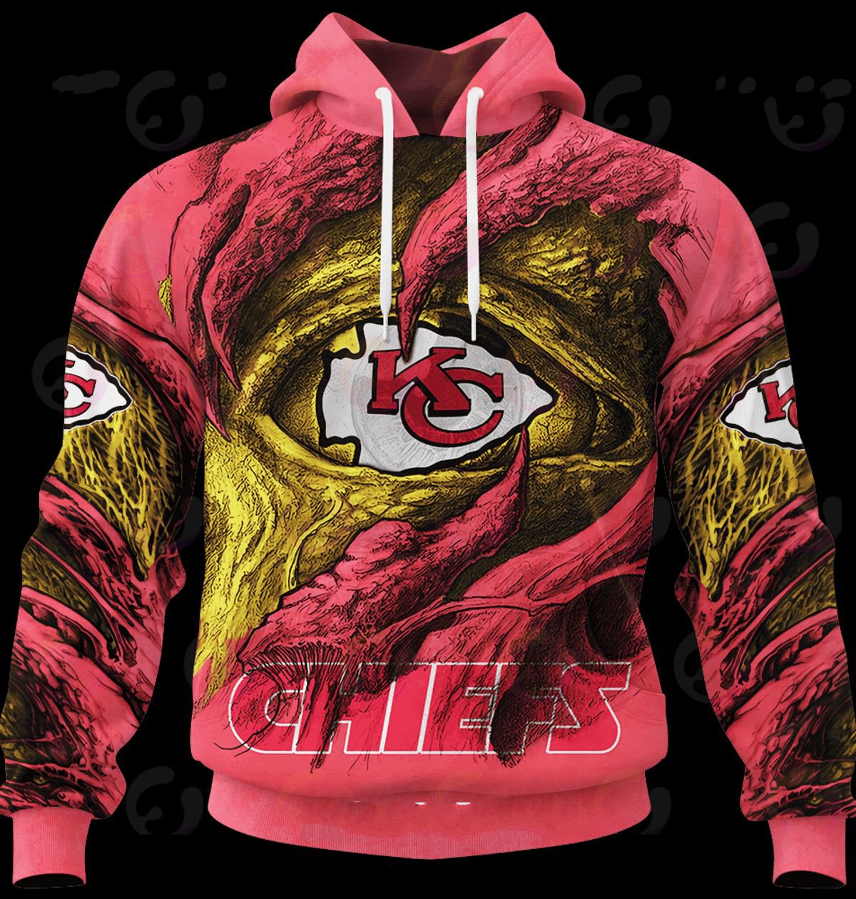 KANSAS CITY CHIEFS 3D HOODIE COMMANDERS DEMON EYES
