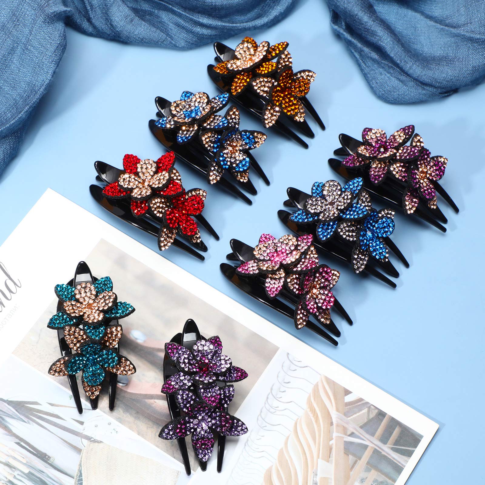(🔥New Year Hot Sale-50% OFF) Rhinestone Double Flower Hair Clip