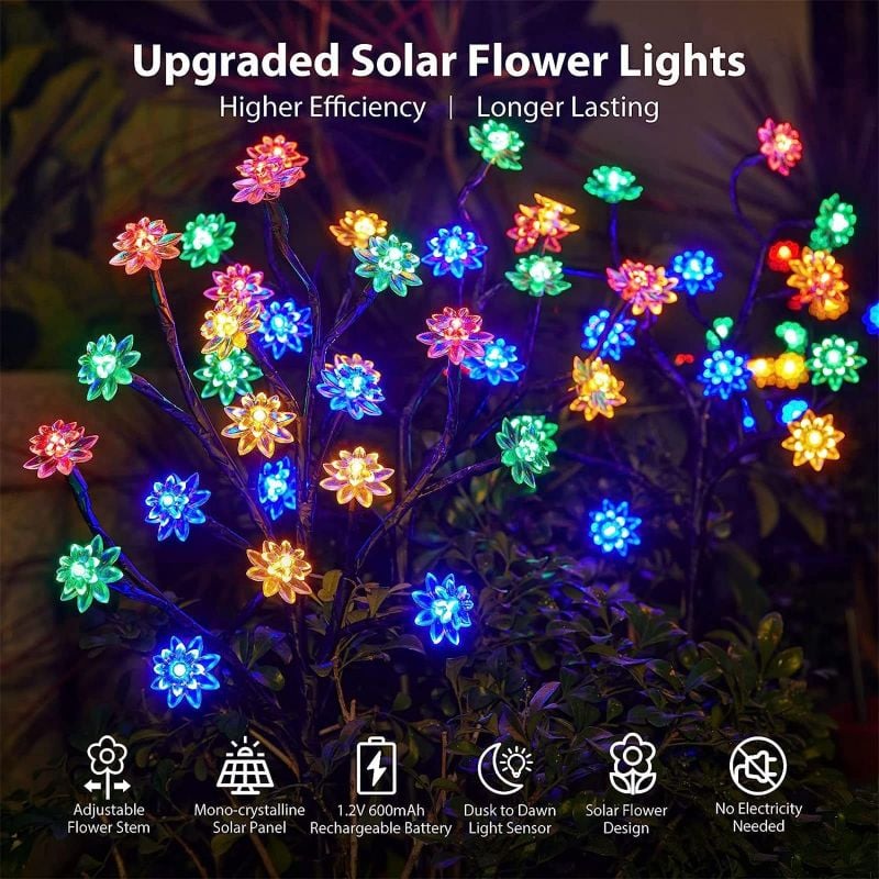🔥Last day 48% OFF - Outdoor Waterproof Cherry Blossom  Multicolor Solar Garden Lights