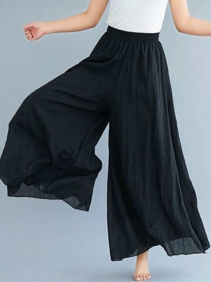 Cotton Linen High Waist Retro Swing Culottes