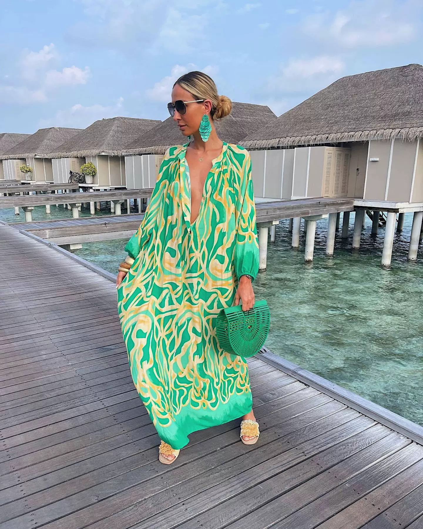 👗👗Bohemian Fashion Printed V-Neck Wrap Maxi Dress (Summer Must-Have for Women)