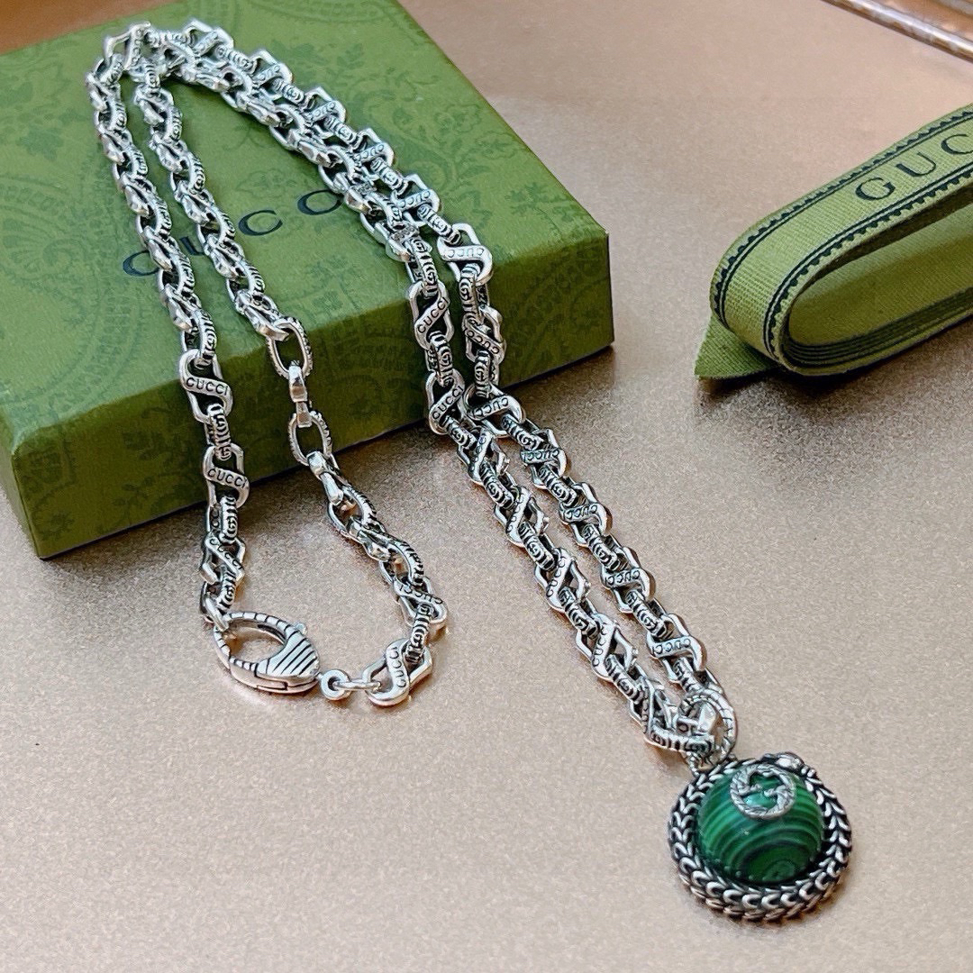 Gucci Anger Forest Series Green Planet Chain Necklace