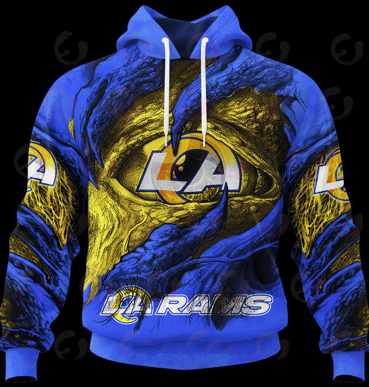 LOS ANGELES RAMS 3D HOODIE COMMANDERS DEMON EYES