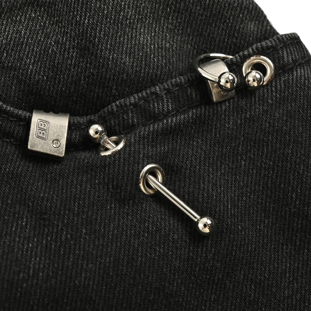 Balenciaga Rivet Piercing Ring Buckle Fire Machine Toe Jeans
