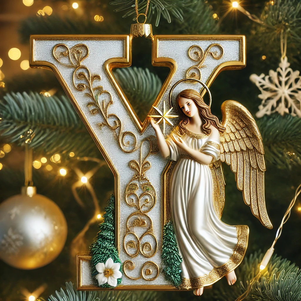 Angel Initial Christmas Ornaments