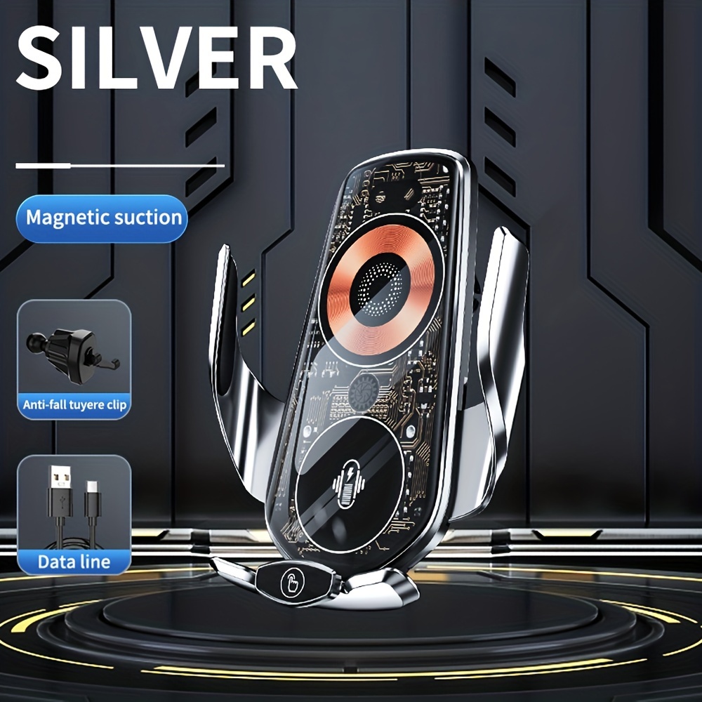 Q7 Infrared Sensor Car Wireless Charger Magnetic Suction Vehicle-mounted Charger Mobile Phone Automatic Clamping Fast Charging Phone Holder 360 Degree Bracket 15W AirVent Wireless Fast Charger Travel Comfortable For Iphone Samsung 4.7-7in Smartphones
