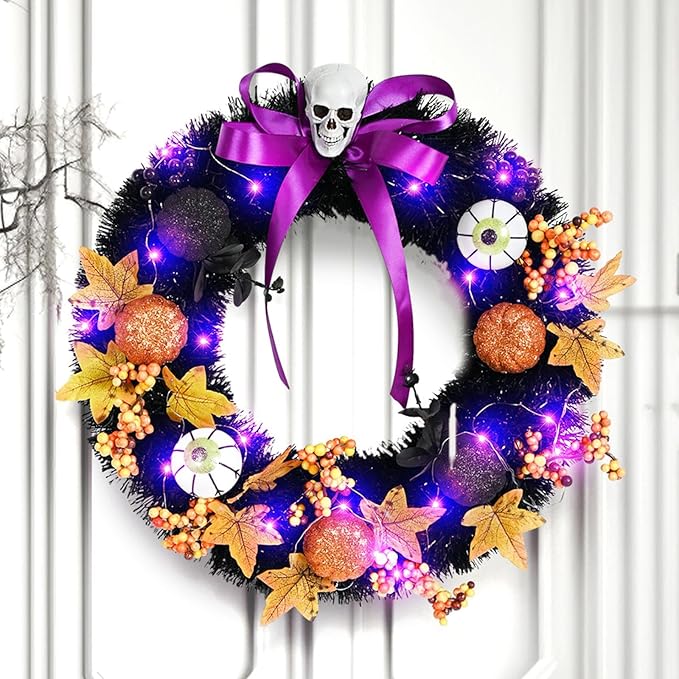 🎃Halloween pumpkin skull wreath👻