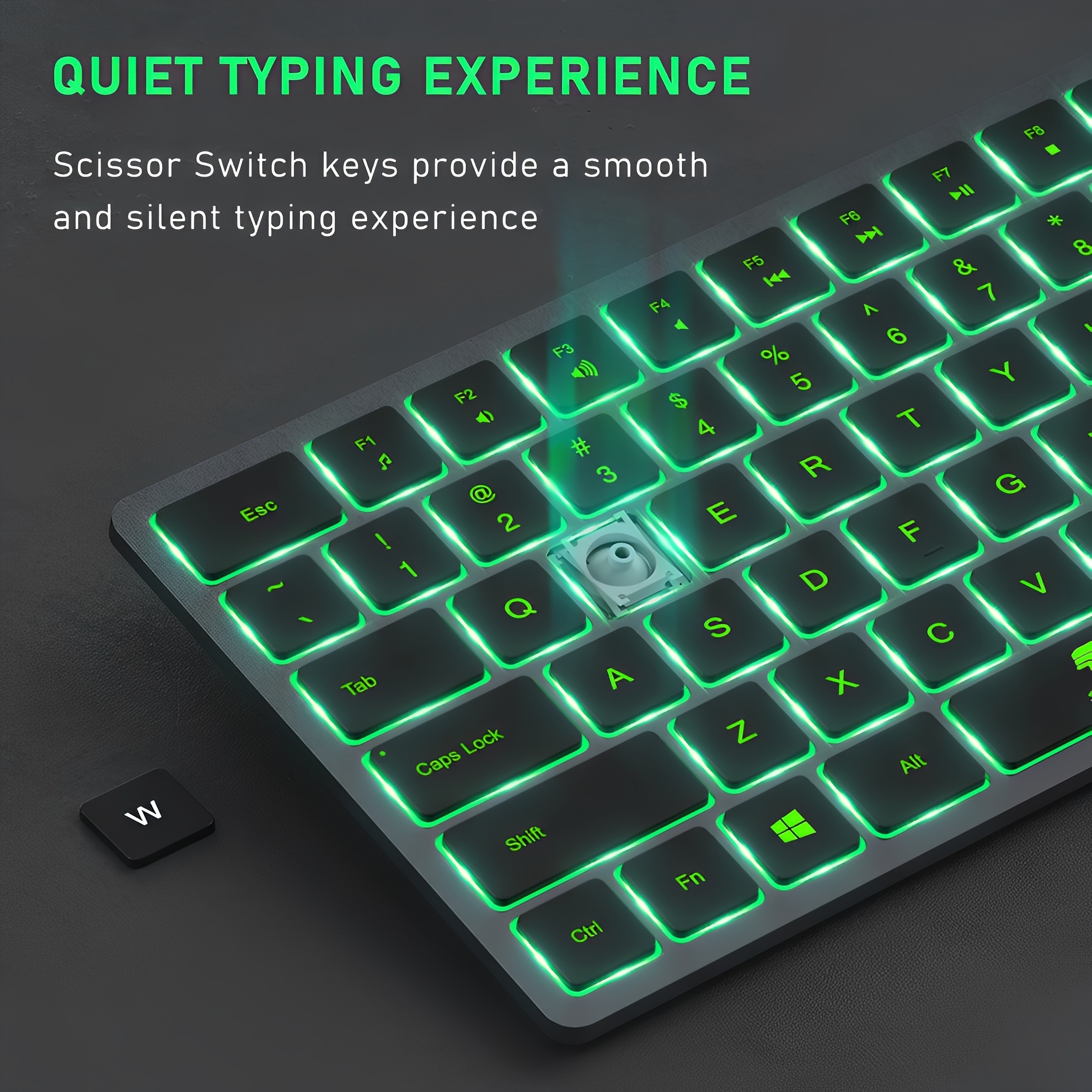 JOMAA BT Keyboard LED Backlit Wireless Keyboard Rechargeable Keyboard For  PC IPad Laptop
