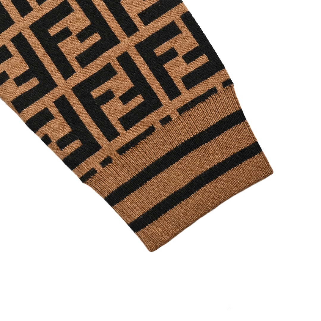 Fendi 24Fw classic double F all-over logo crew neck wool knit sweater