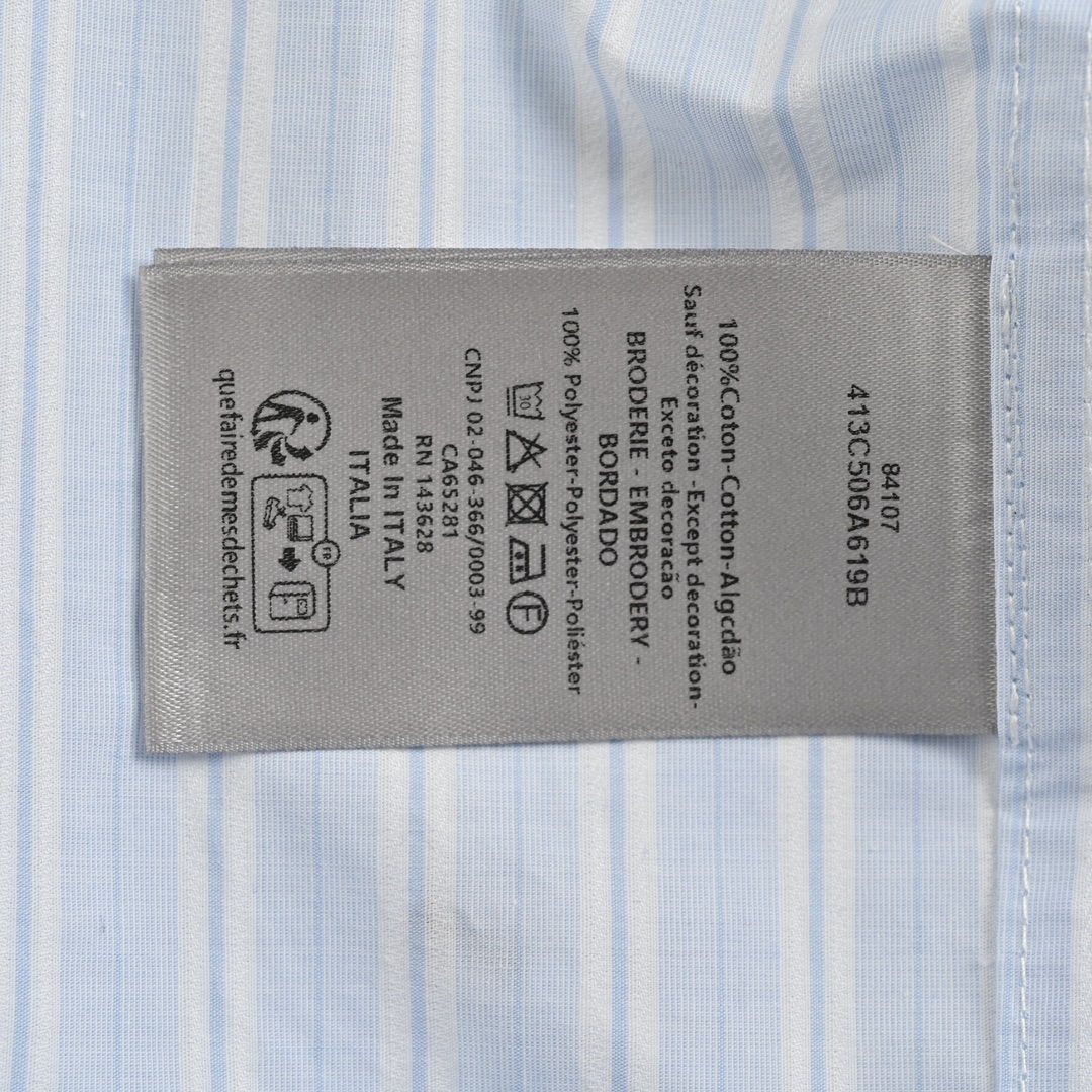 Dior 24ss half-zip small logo embroidered striped short-sleeved shirt