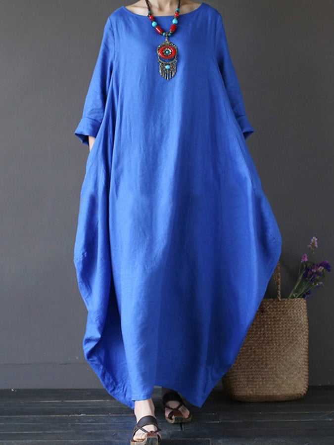 Women's cotton and linen loose plus size dress