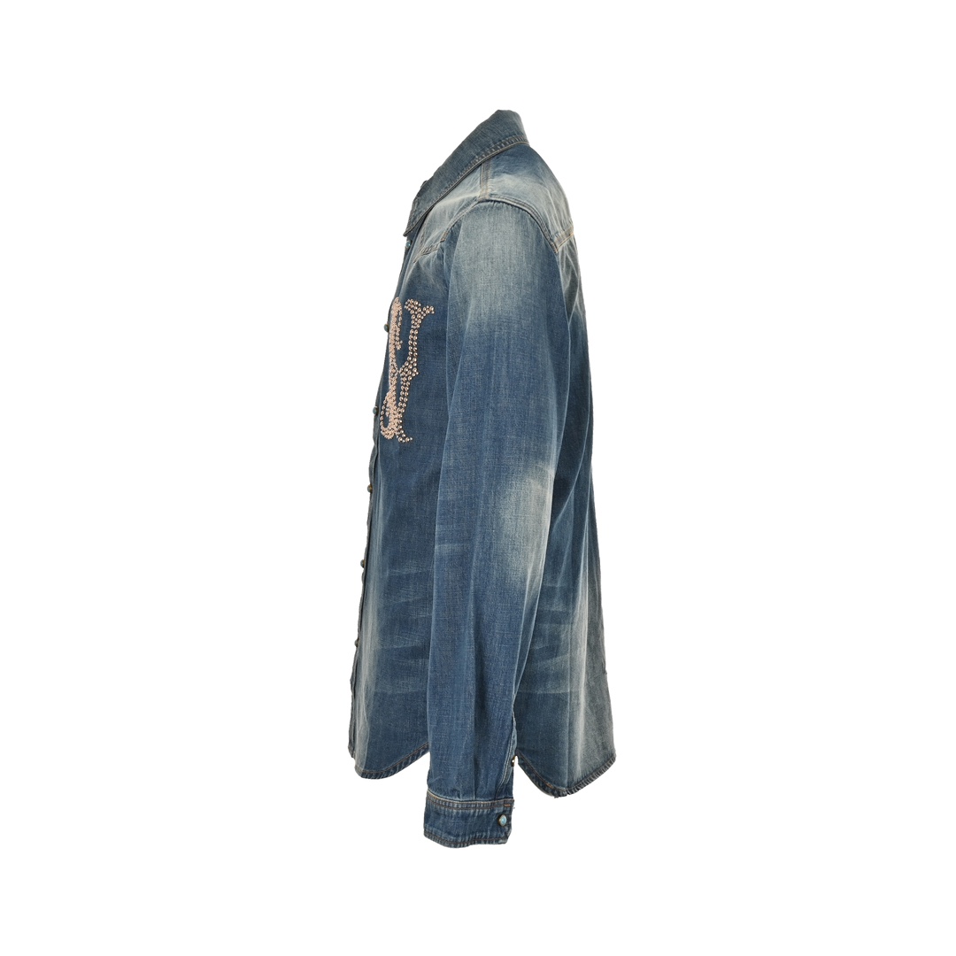 Louis Vuitton 24Fw rivet lettering denim shirt jacket