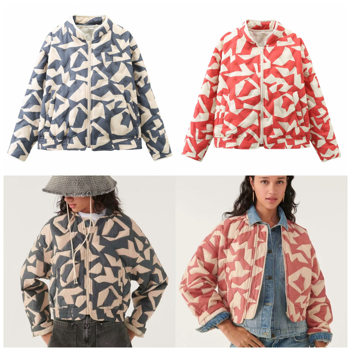 Women's Clothing Fashion Geometry Pattern Pattern Cotton Coat Jacket