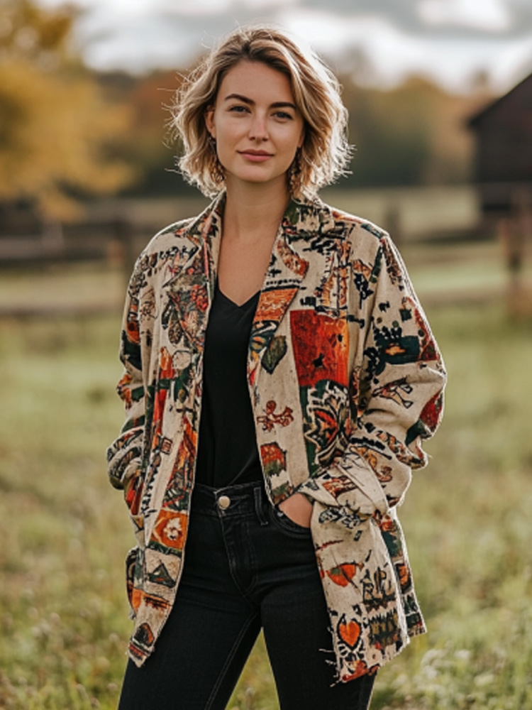 Women's Vintage Bohemian Print Cardigan