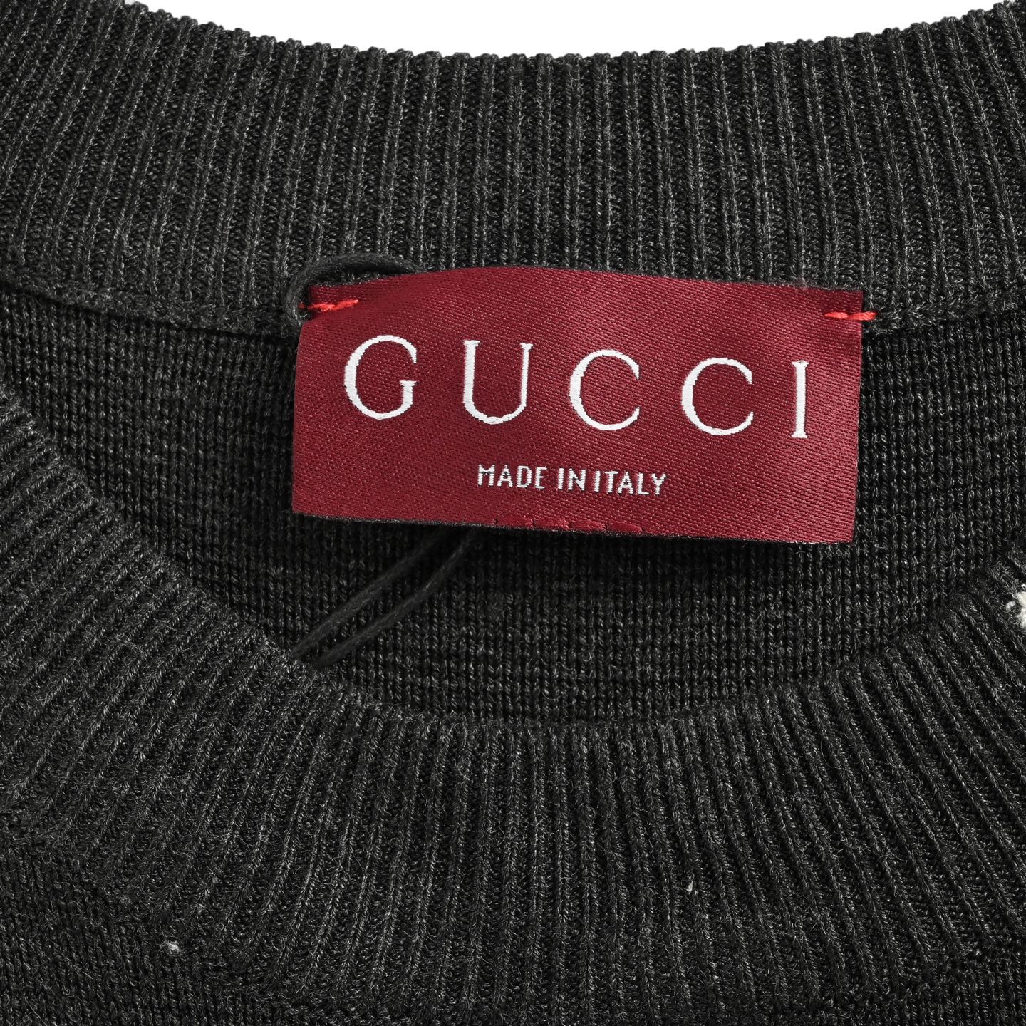 Gucci 25ss collar lettering jacquard knit short sleeves