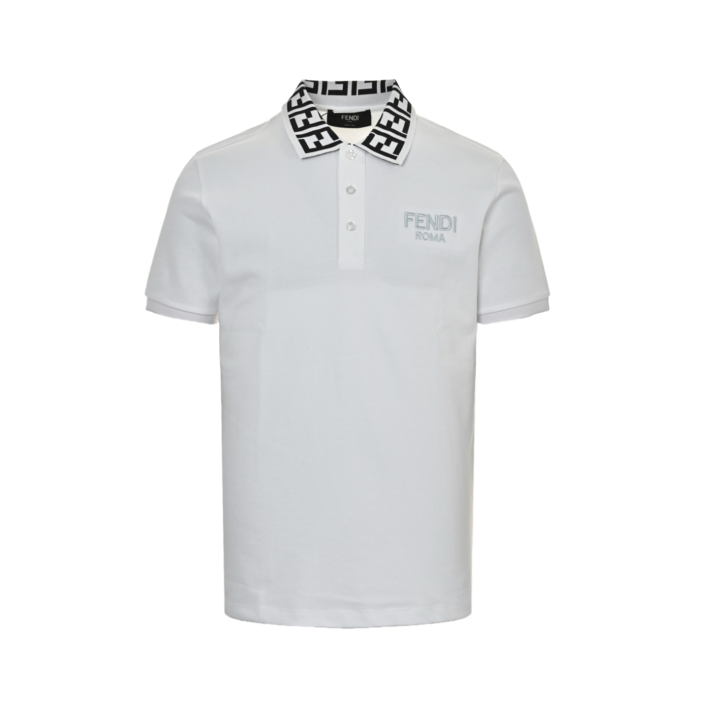 Fendi Double F neckline chest embroidered letters Polo short sleeve