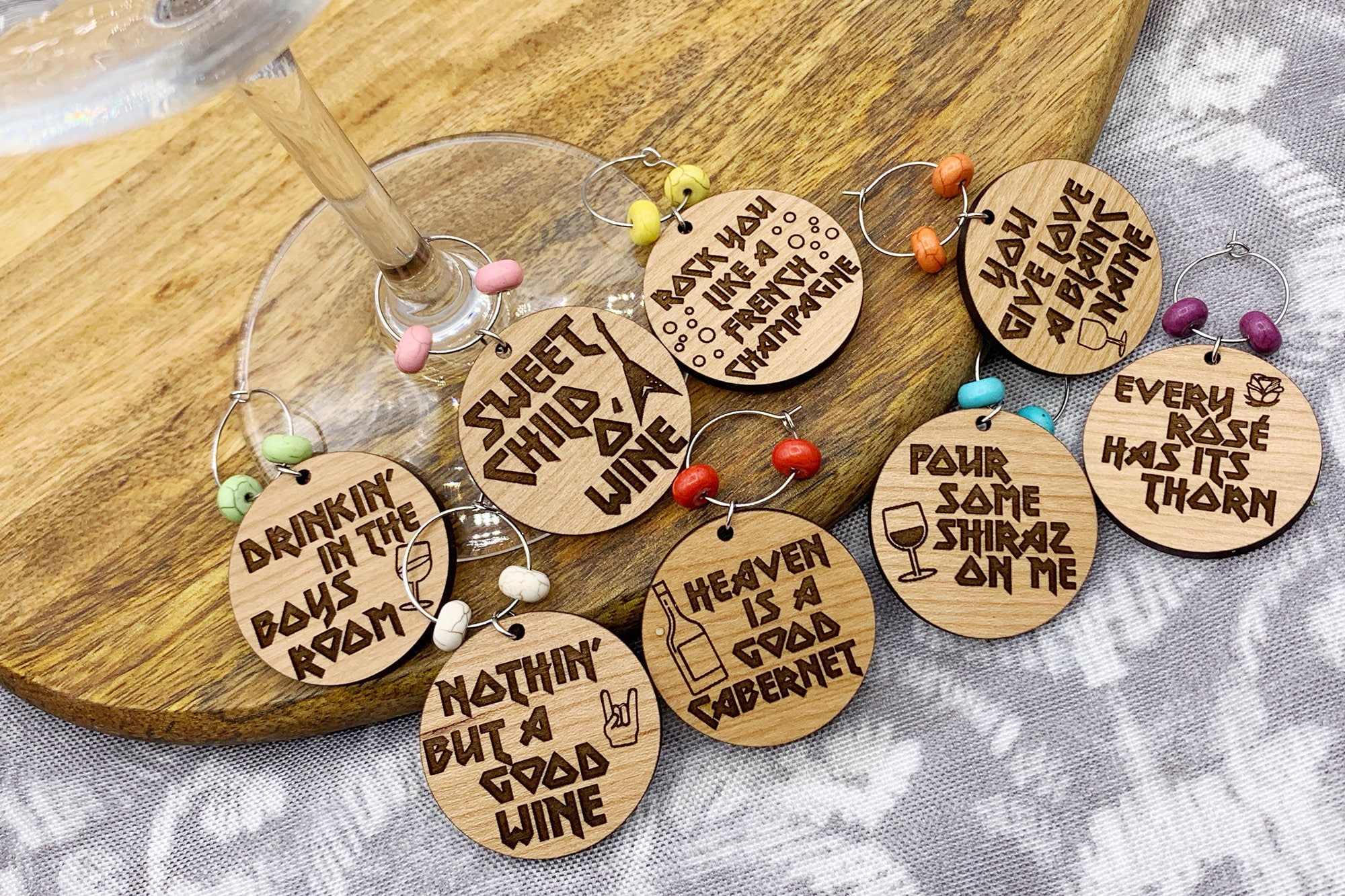 Wood Wine Charms | Helping your wines stand out
