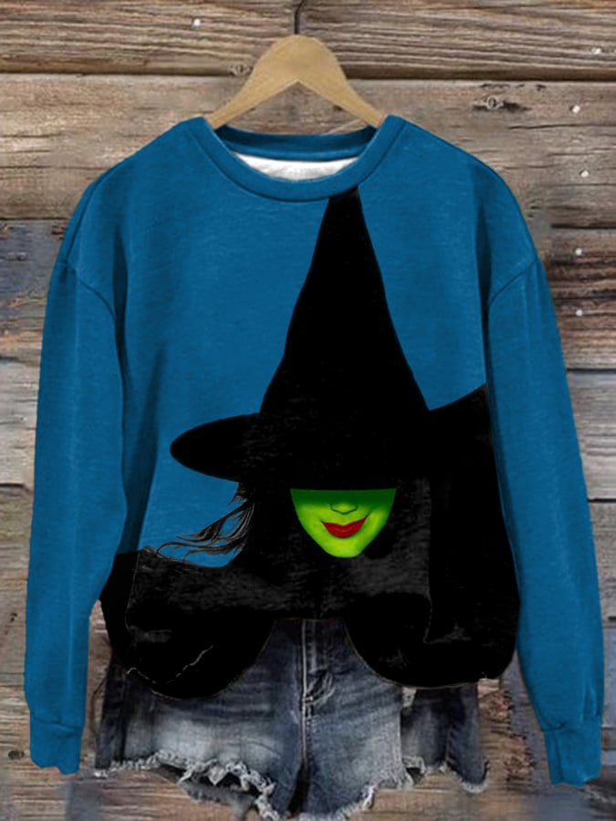 🔥Buy 3 Get 10% Off🔥Halloween Witch Print Round Neck Sweatshirt