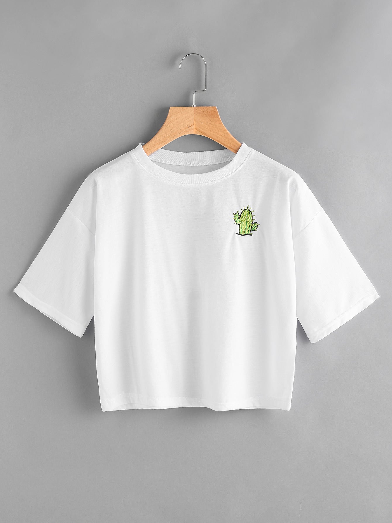 Cactus & Letter Embroidered Tee