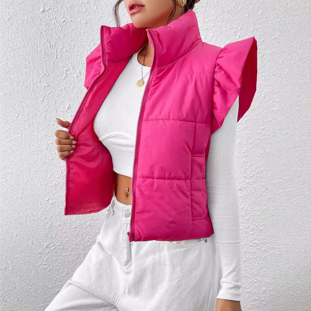 Fashion Slim Sleeveless Stand-Up Collar Thermal Cotton-Padded Waistcoat