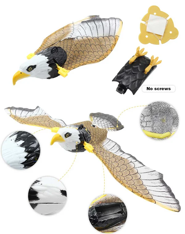 Waggfluence Bird Simulation Interactive Hanging Parrot/Eagle Flying Toy for Cats