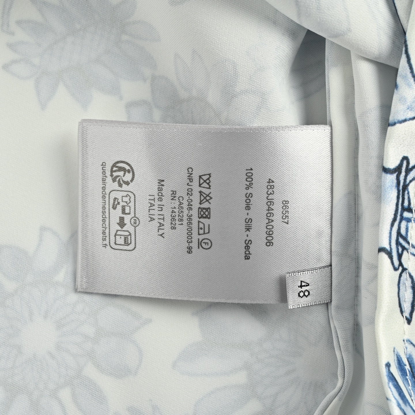 Dior Blue and White Porcelain Style Full Print Short Sleeve Shirt