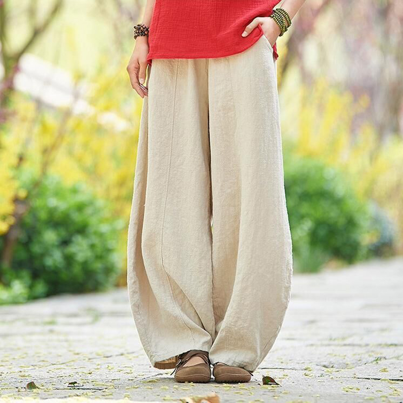 Vintage Plain Pocket Casual Lantern Pant