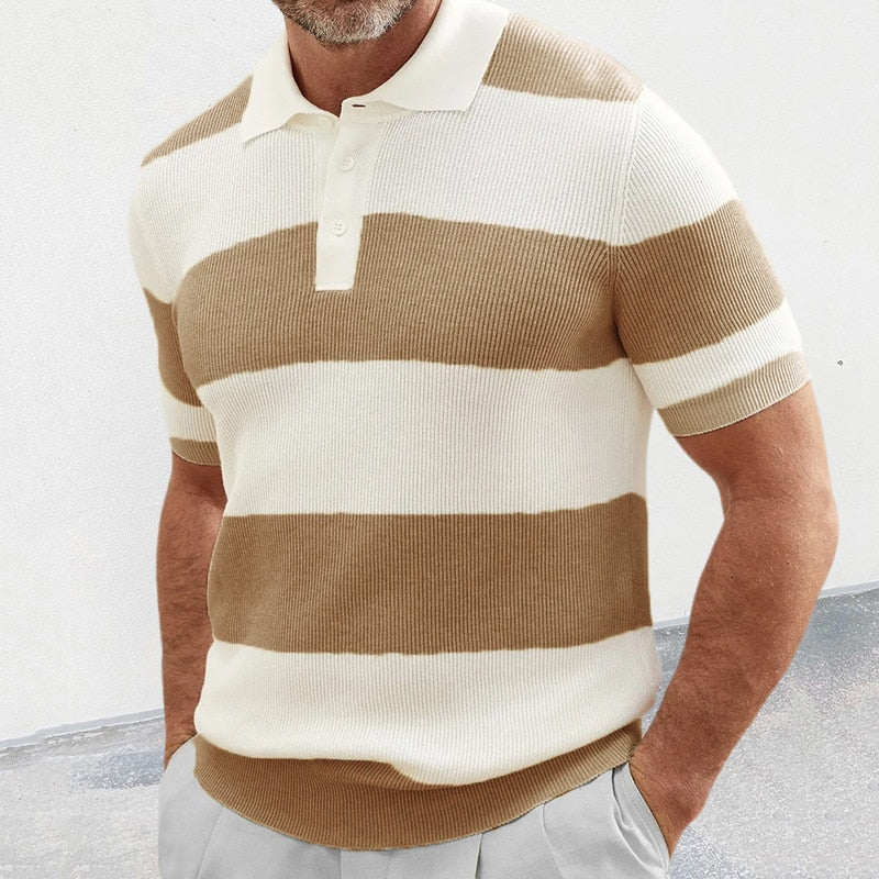 Italia Striped Knitted Polo Shirt