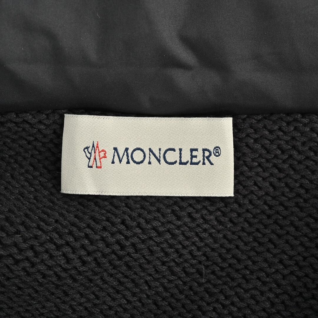 Moncler patchwork wool sleeves stand collar thin velvet down jacket