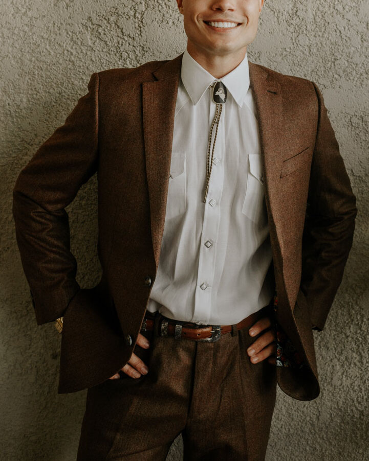 Men's Western Casual Dark Brown Fashionable Long Sleeve Jacket Blazer