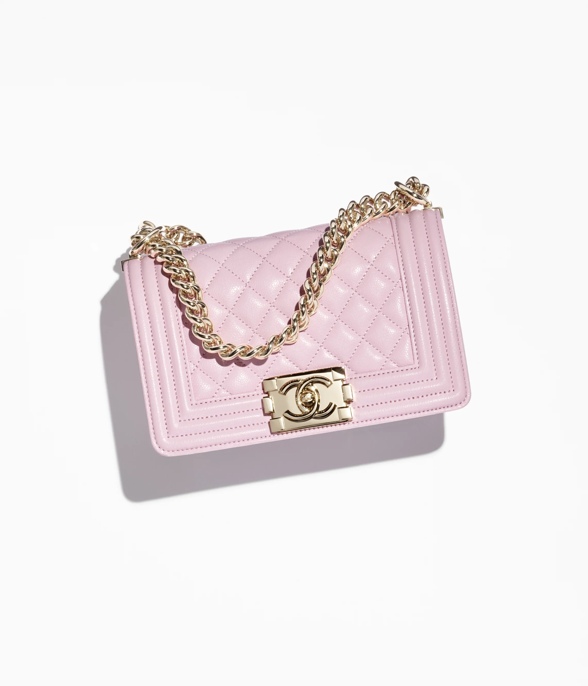 CHANEL Small BOY CHANEL Handbag Grained Calfskin & Gold-Tone Metal Light Pink A67085-B06643-NADOE