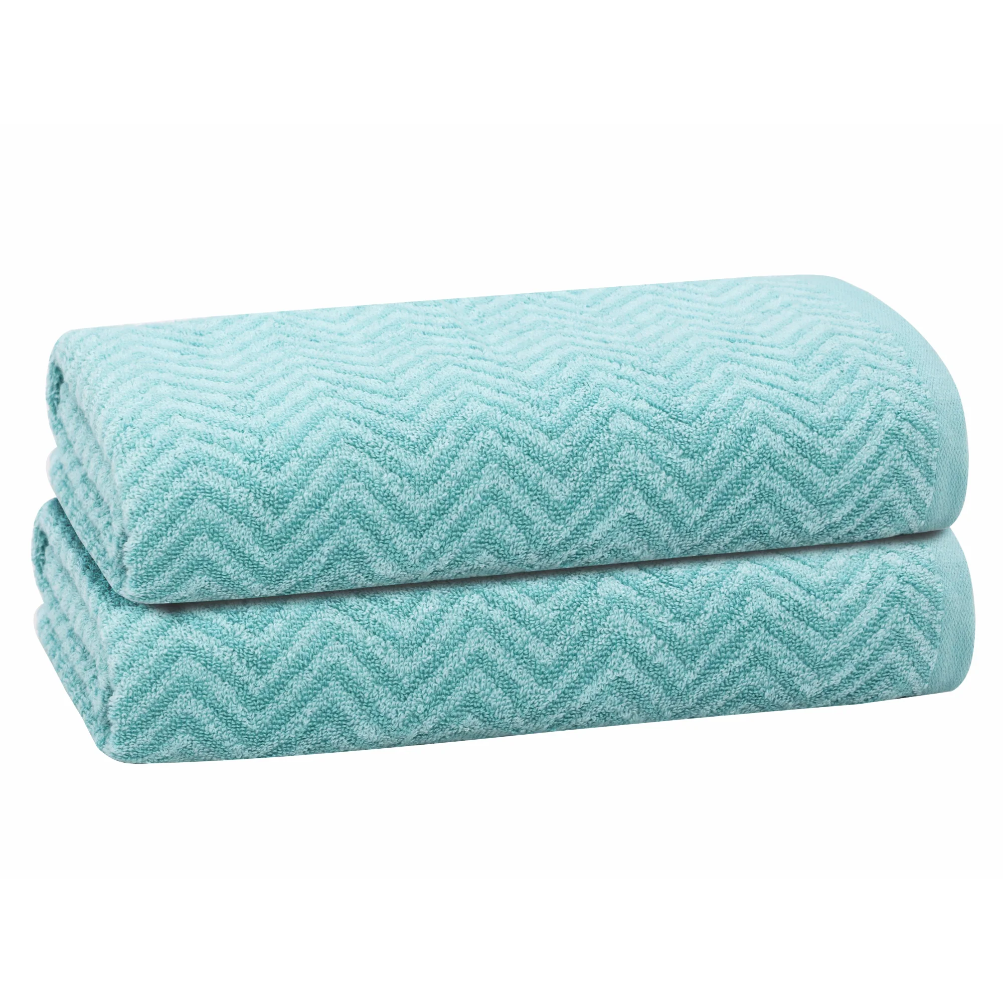 PREMIUS 2 Pack Chevron 100% Cotton Yarn Dyed Bath Sheet Towel, 32x64 Inches