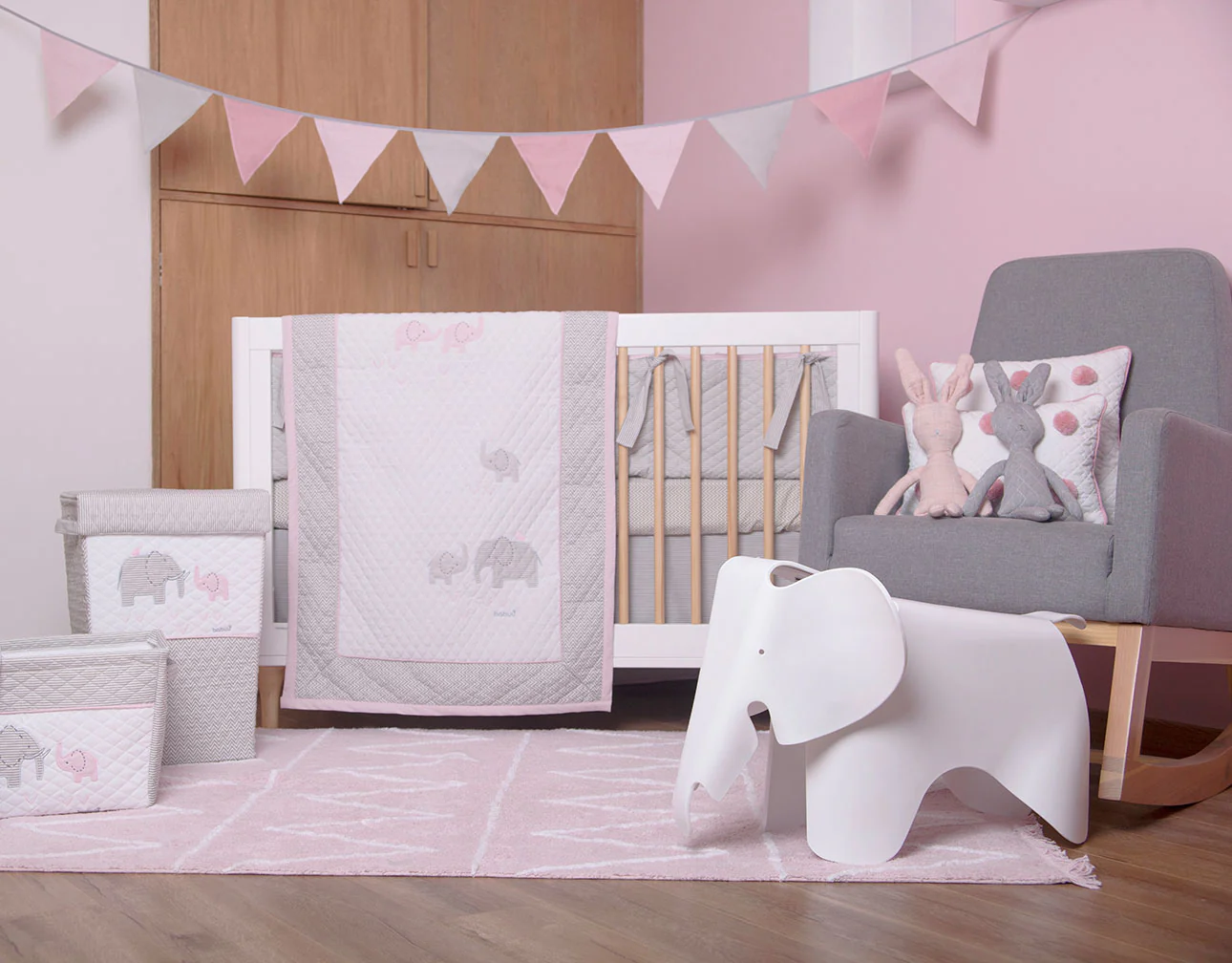 Juego de Cuna Elefante Rosa