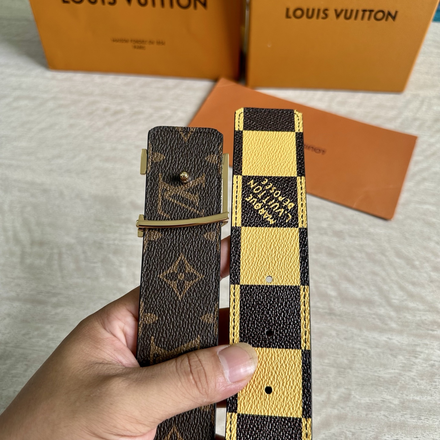 Louis Vuitton Monogram double-sided print belt 4CM wide